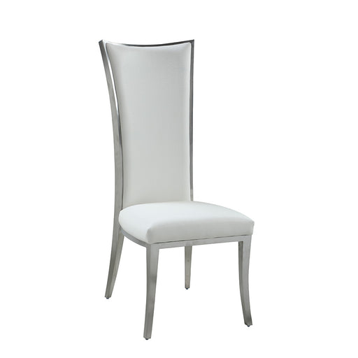 Chintaly ISABEL High Back Upholstered Chair w/ Stainless Steel Frame - 2 per box - White