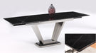 Chintaly JESSY Contemporary Extendable Black Marble Dining Table w/ Steel Pedestal