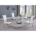 Chintaly JOY Dining Set w/ Extendable Carrara Marble Table & 4 High-back Chairs