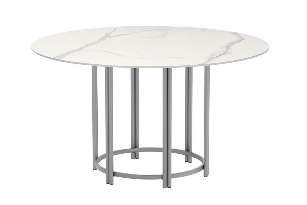 Chintaly KAMILA Contemporary Marbleized Sintered Stone Top Dining Table w/ Steel Base