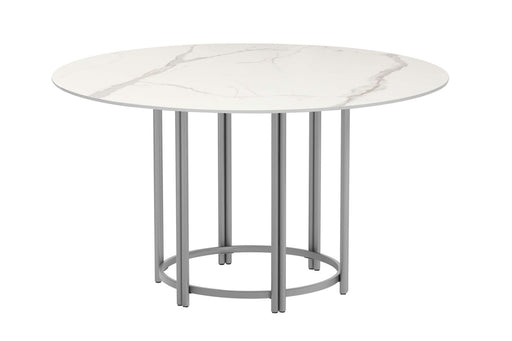 Chintaly KAMILA Contemporary Marbleized Sintered Stone Top Dining Table w/ Steel Base
