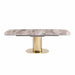 Chintaly KARLA Extendable Marbleized Sintered Stone Top Dining Table w/ Steel Base