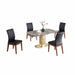 Chintaly KARLA Dining Set w/ Extendable Marbleized Sintered Stone Table & Solid Wood Chairs