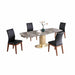 Chintaly KARLA Dining Set w/ Extendable Marbleized Sintered Stone Table & Solid Wood Chairs
