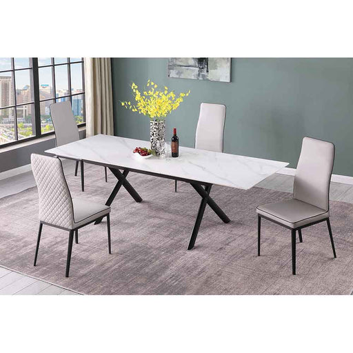 Chintaly KAROL Extendable Sintered Stone Top Dining Table w/ Steel Base