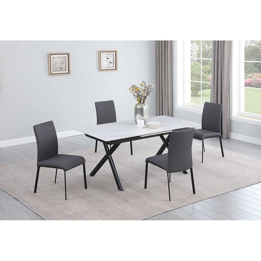 Chintaly KAROL AIDA Dining Set w/ Extendable Sintered Stone Top Table & 4 Chairs