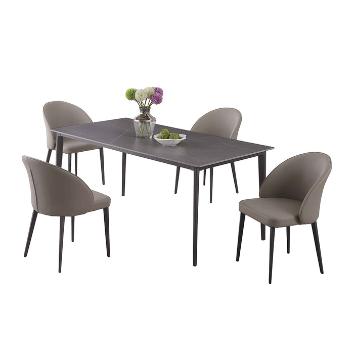 Chintaly KATE Dining Set w/ Marbleized Sintered Stone Top & 4 Curved Back Side Chairs