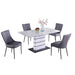 Chintaly KELLY Contemporary Dining Set w/ Extendable Marbleized Table, Art Deco Strip Base & 4 Club Style Chairs