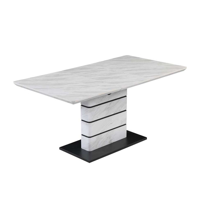 Chintaly KELLY Contemporary Extendable Marbleized Dining Table w/ Art Deco Base