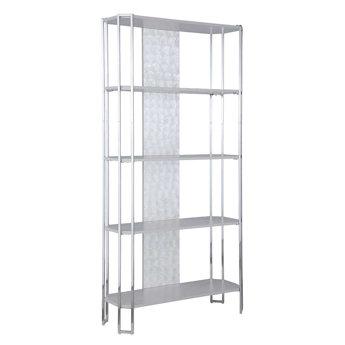 Chintaly KENDALL Contemporary Gray Bookshelf w/ Polished Steel Frame