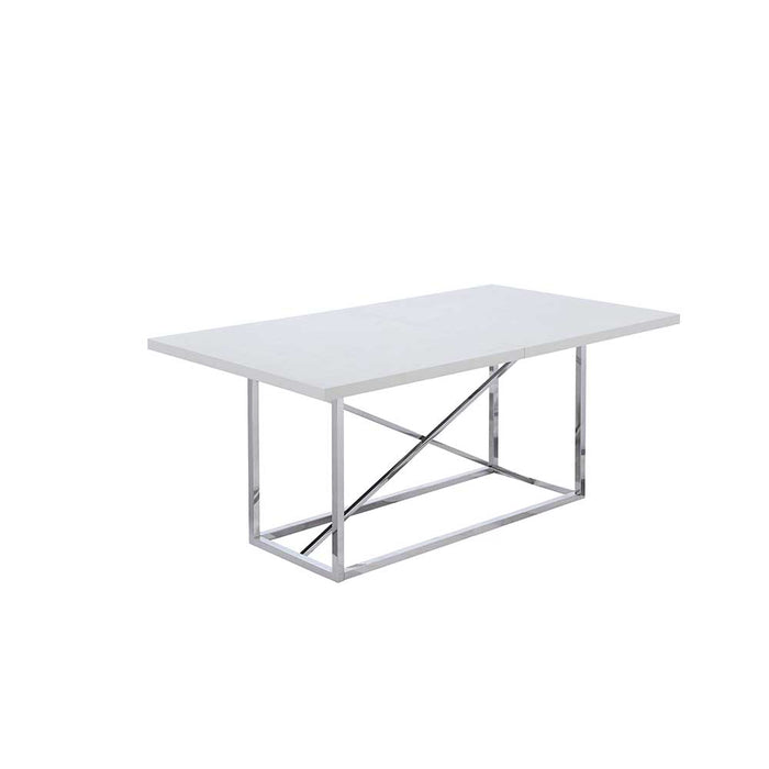 Chintaly KENDALL Contemporary Extendable Gray Dining Table w/ Steel Frame