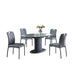 Chintaly KENDRA Dining Set w/ Extendable Top, Art Deco Base & 4 Handle Back Chairs