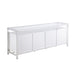 Chintaly KRISTA-BUF Modern White Buffet w/ Stainless Steel & Tempered Glass Top