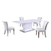 Chintaly KRISTA Modern Dining Set w/ Extendable White Table & White Chairs