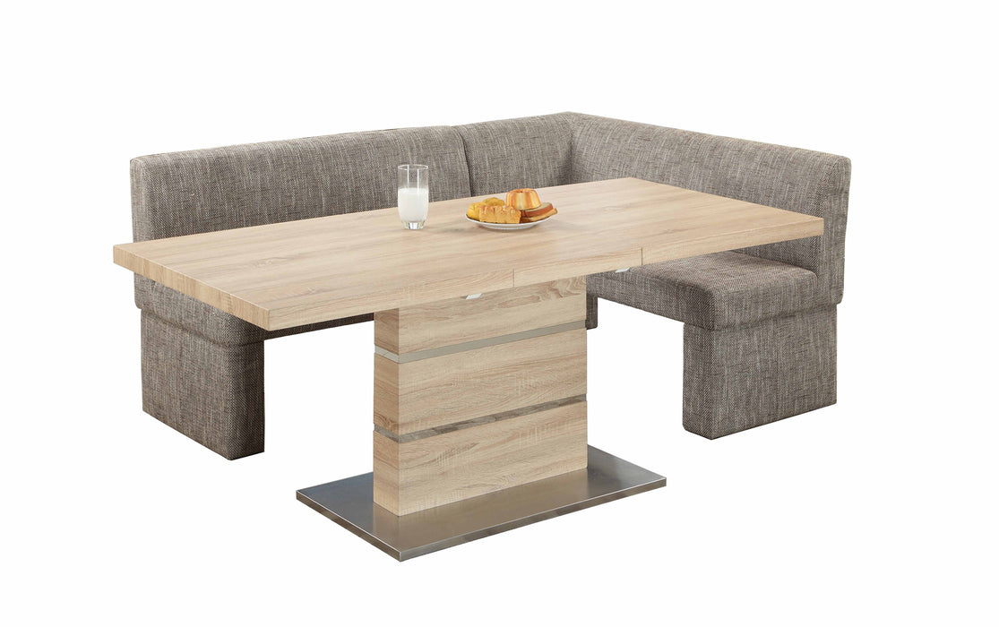 Chintaly LABRENDA Modern Dining Set w/ Extendable Table & Upholstered Nook