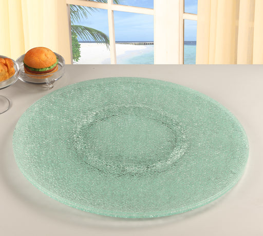 Chintaly LAZY SUSAN 24” Round Clear Crackled Glass Lazy Susan