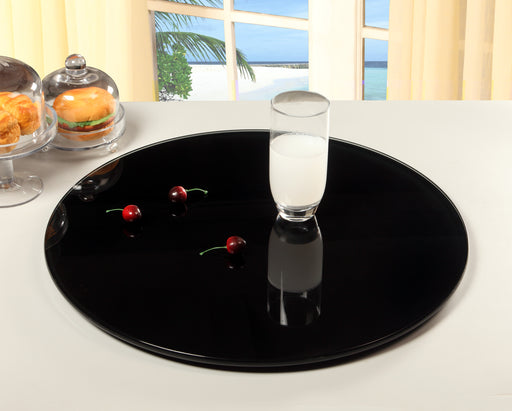 Chintaly LAZY SUSAN 24" Round Black Glass Lazy Susan
