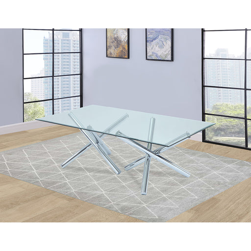 Chintaly LEATRICE Rectangular Table w/ 44"x 84" Glass Top (2 Bases Needed)