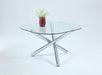 Chintaly LEATRICE Dining Set w/ Glass Top Table & 4 Cantilever Chairs