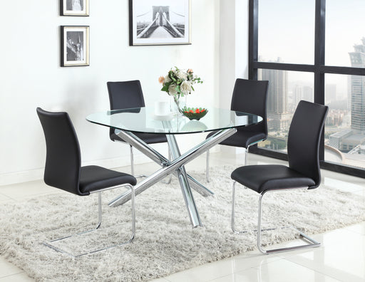 Chintaly LEATRICE Contemporary Square Round Glass Top Table