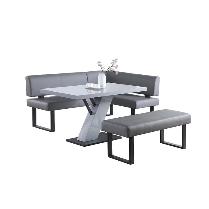 Chintaly LINDEN Contemporary Dining Set w/ Wooden Dining Table, Nook & Bench