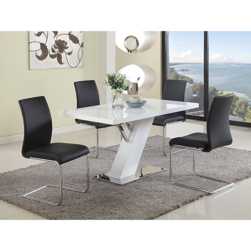Chintaly LINDEN Contemporary Dining Table w/ White Gloss Top & Y-Shaped Pedestal