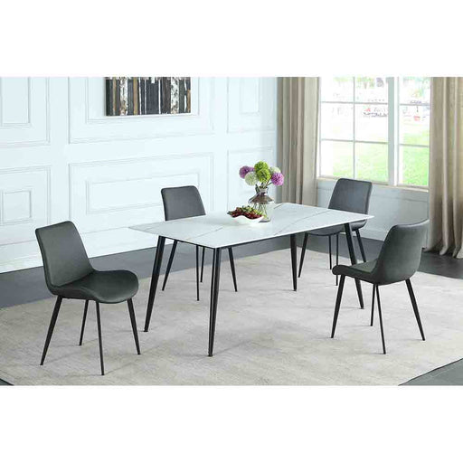 Chintaly MARY Contemporary Dining Set w/ Sintered Stone Top & 4 Chairs - Gray