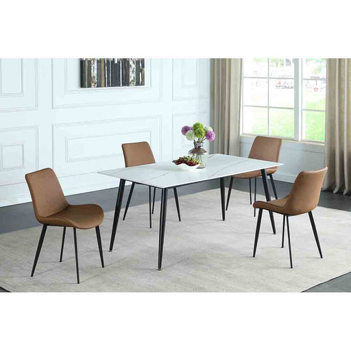 Chintaly MARY Contemporary Dining Set w/ Sintered Stone Top & 4 Chairs