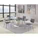 Chintaly MAVIS Contemporary Dining Set w/ Extendable Gray Glass Table & Upholstered Chairs
