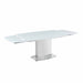 Chintaly MAVIS-WHT Contemporary Extendable White Glass Dining Table