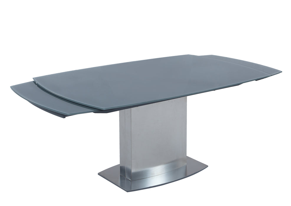 Chintaly MAVIS Contemporary Extendable Gray Glass Dining Table