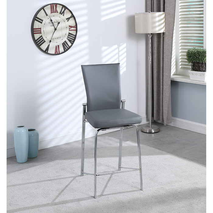 Chintaly MOLLY Contemporary Motion Back Bar Stool w/ Chrome Frame - Gray