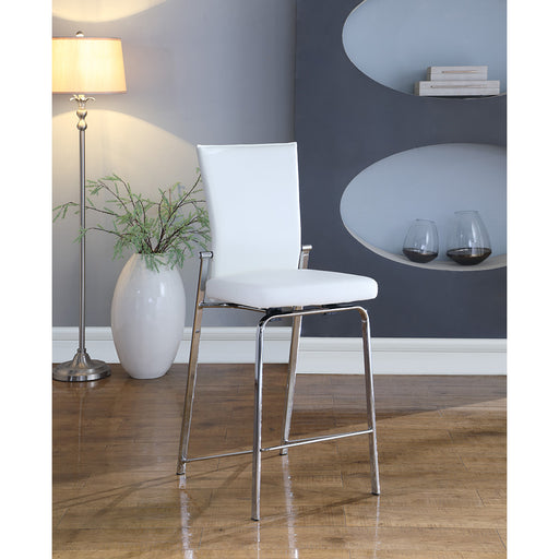 Chintaly MOLLY Contemporary Motion Back Bar Stool w/ Chrome Frame - White
