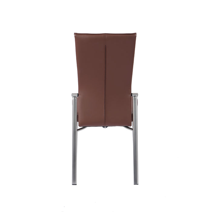 Chintaly MOLLY Contemporary Motion-Back Side Chair w/ Brushed Steel Frame - 2 per box - Brown