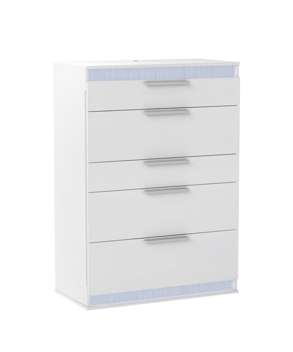 Chintaly MOSCOW Modern Gloss White 5-Drawer Bedroom Chest