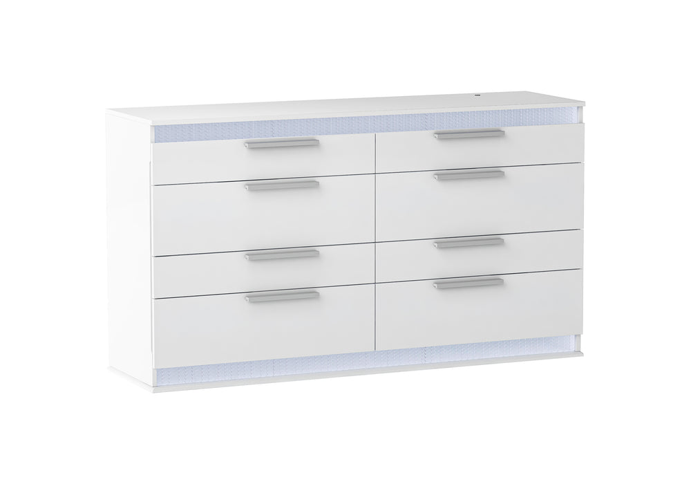 Chintaly MOSCOW Modern Gloss White 8-Drawer Dresser