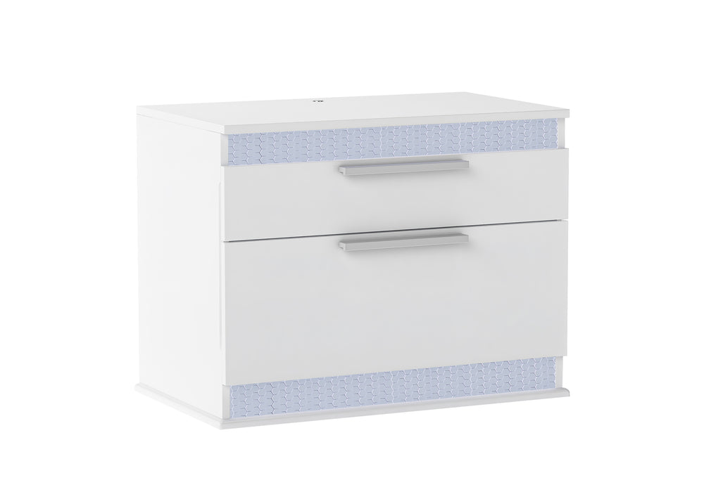 Chintaly MOSCOW Modern Gloss White 2-Drawer Nightstand