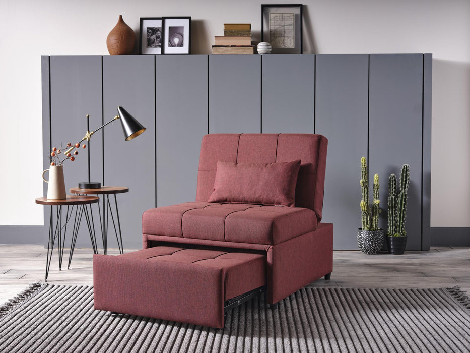 Bellona Mello Pull Out Sleeper Chair with Reclining Back Corvet Burgundy