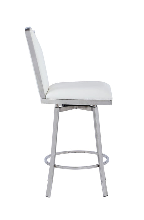 Chintaly NADIA Contemporary White Swivel Counter Stool w/ Design Back