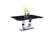 Chintaly NADIA Contemporary Dining Set w/ Extendable Marble Table & 4 Black Chairs