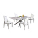 Chintaly NALA Dining Set w/ Pop-up Extendable Ceramic Top Table & 4 Motion Chairs - White
