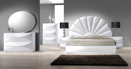 Chintaly PARIS Modern All-Wood Gloss White 3-Drawer Nightstand