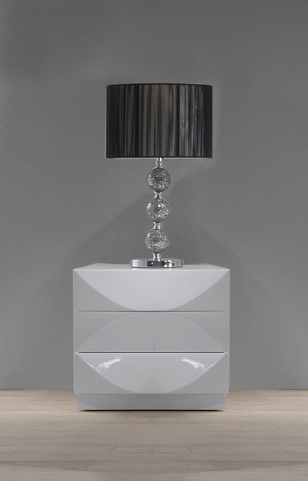 Chintaly PARIS Modern All-Wood Gloss White 3-Drawer Nightstand