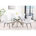 Chintaly PEGGY Dining Set w/ Glass Top Table & Tufted Solid Wood Chairs