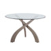 Chintaly PEGGY Round Glass Top Dining Table w/ Solid Wood Base