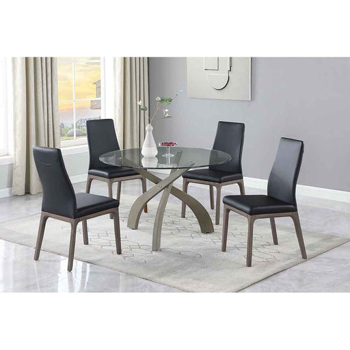 Chintaly PEGGY Dining Set w/ Glass Top Table & Solid Wood Chairs