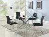 Chintaly PIXIE Dining Set w/ Glass Top Table & 4 Cantilever Side Chairs