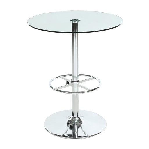 Chintaly PUB TABLE-30 Round Glass Top Pub Table w/ Steel Pedestal Base