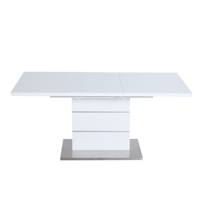 Chintaly RACHEL Contemporary Extendable White Wooden Dining Table