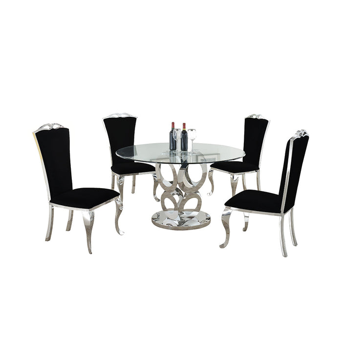 Chintaly RAEGAN Dining Set w/ Glass Table Top & 4 Tall back Side Chairs